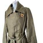 Uterque Linen Blend trench coat Asymmetrical Olive Green M Size M Photo 9