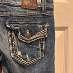 BKE Sabrina Bootcut Jeans Womens Blue Distressed Embellished Rhinestone Size 24 Photo 7