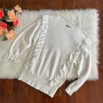 EXPRESS Cream Sweater Ruffle Boatneck 100% cotton Size Small Photo 0