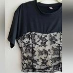 Black Lace Sweetheart Ruched Top, Women’s Floral Lace Overlay Blouse, Size Small Photo 2