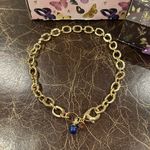 Jane Win Chunky Link Chain 14k Gold Plated with Lapis Blue Bead Photo 2