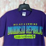 Gildan  Purple Dominican Republic Crewneck T Shirt Photo 1