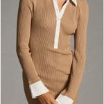 Anthropologie By  • Caramel White Ribbed Polo Dress Photo 8