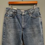 AGOLDE  Riley Crop High Rise Straight Jeans Chewed Hem Haven Blue 32 Photo 3
