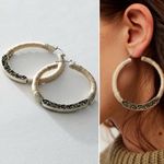 Free People  Whitney Hoops Neutral Silver NWT Western Bohemian Earrings Stones Photo 1