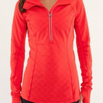 Lululemon  Toasty Tech Quilted Elbow Love Red Coral 1/2 Zip Jacket Coat Sz 2 Photo 0