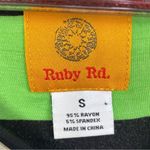 Ruby Rd. Beaded Neckline Striped Shirt Teal Lime Black Small Blue Photo 8