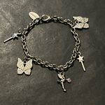 Disney  women’s vintage dainty silver chainlink charm‎ bracelet one size Photo 0