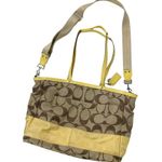 Coach Signature Stripe Jacquard Tote Diaper Bag Signature Canvas F13803 Yellow Photo 15