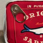 Red Embroidered Sardine Can Cosmetic Bag 🐟 ♥️ Silver Photo 2