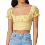Capulet  Keyla Yellow Plaid Puff Sleeve Crop Top XL Photo 0