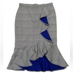 Houndstooth ruffle midi skirt Blue Size 12 Photo 0