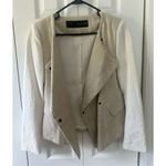 ZARA  White & Beige Linen Motorcycle Jacket Photo 2