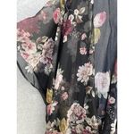 Cyn & Luca Women's Robe Sheer Black Floral Long Coverup Size XS Roses Photo 4