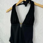 St. John Swimwear Black Halter Padded Sequins One Piece Swimsuit Size 4 NWT Photo 4