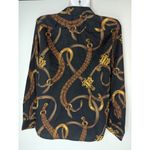 Ralph Lauren Lauren ‎ Black Cotton Equestrian  Button-Down Top Womens Large Photo 3