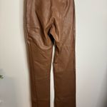SKIMS  tan faux leather pants with a high waist and straight leg fit Photo 2