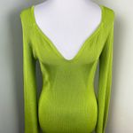 Gabrielle Union Spring Green Long Sleeve Ribbed Knit Midi Bodycon Dress Medium Photo 3