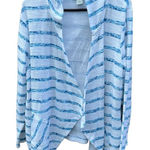 Isabella’s Closet knit size XL waterfall front hoodie in ocean blue and white. Photo 0