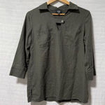 Jones New York  Women's Green Linen Blend Tunic Shirt M 3/4 Sleeve Photo 0