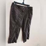 JM Collection  Capri Crop Casual Pants Full Elastic Waist Size 8 Brown Check Photo 2