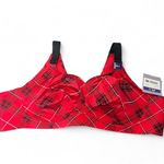 Catherines New Catherine’s red plaid unlined wire free back smoother bra 46C Photo 6