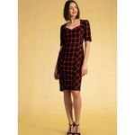 Trina Turk  Dress Chiyah Plaid Holiday Shift Dress Sweetheart Neck Size 6 Photo 3