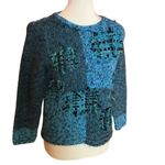 Sigrid Olsen Vintage  Blue Patchwork Knit Sweater Artsy Textured Pullover Photo 1