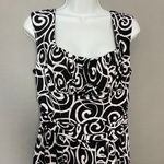 Maggy London Maggie London Dress Ruched Waist Size Large Black White Spiral Print Circular Photo 4