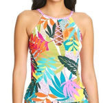 Bleu Rod Beattie NEW.  underwire tropical print high neck tankini top. 10. Retail Photo 0