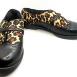 Bella Vita "REESE" BLACK LEATHER AND ANIMAL PRINT FUR SLIP ON LOAFER SHOES (6) Photo 0