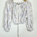 Surf Gypsy SURF‎ GYPSY Metallic Star Print Crochet Ruched Off Shoulder Crop Top Size Small Photo 0
