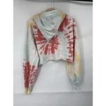 Lovers + Friends  Tie Dye Cropped‎ Hoodie Sweatshirt Women Medium Colorful Hippie Photo 2