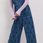Anthropologie Anthro Bel Kazan Zephyr Wide-Leg Jumpsuit In Blue Size Large Photo 0