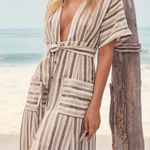 Free People  Beige and White Striped Cover-Up Photo 0