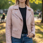 Baccini  Faux Leather Jacket Moto pink L Photo 0