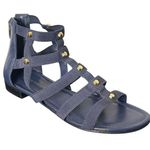 Marc Fisher Gladiator Sandals Womens 8 Blue Gold Studded Ankle Strap Zipper Back Photo 0