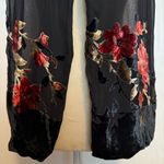 Women's Black And Red Floral Silk Velvet Scarf Photo 5
