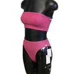 Good American NEW 2pc Hawaiian Pink Sparkle Swimsuit Bikini Size 7=4XL Photo 3