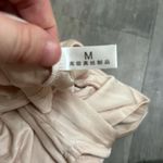 None Cowlneck Cap Sleeve Satin Blouse Beige Size Medium Photo 2