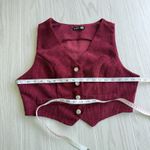 SheIn Velvet Maroon Ribbed Sleeveless Vest Top Button Detail Petite Large Photo 2