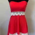 Super cute Red Strapless Dress with Lace Detail Size XS Photo 0