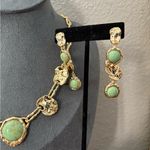 Alexis Bittar NWOT  Gold and Green Necklace earrings  Set Photo 3
