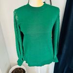 CeCe  Clip Dot Sleeve Sweater, Holiday Christmas Party Top, Green, Size Small NWT Photo 5