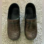 Dansko  Paisley Engraved Brown Leather Clogs Photo 0