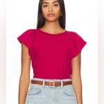 Nation Ltd  Lorna Cotton Tank in Raspberry Size Large Flutter Shoulder Photo 1