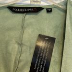 NWT Colleen Lopez Faux Suede Fringe Lightweight Jacket Sage Green Sz S Photo 3