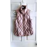 Athleta Quilted Goose Down Vest Rose Pink Stand Collar Zip Pockets Women's XS Photo 2
