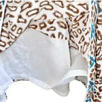 Sulu White/Brown Giraffe Print Silk Blend 3/4 Sleeve Caftan Tunic Mini Dress White Size L Photo 4