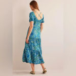 NWT Boden Open Back Maxi Tiered Dress Blue Sz 8 Green Photo 1